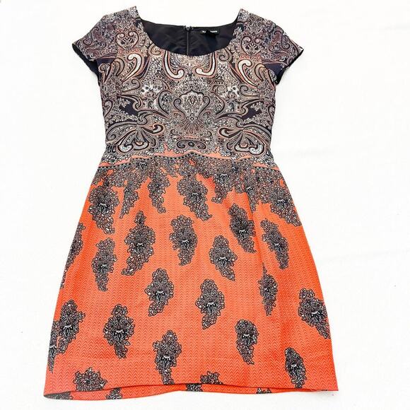 Club Monaco Printed Patterned Paisley Short Sleeve Shift Dress Size 0 - Picture 1 of 6